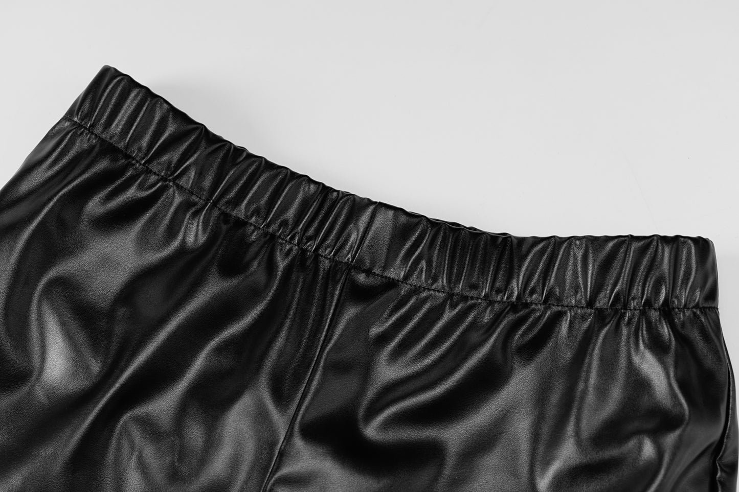 Pu Leather Corset Crop Top & Flare Slit Pants