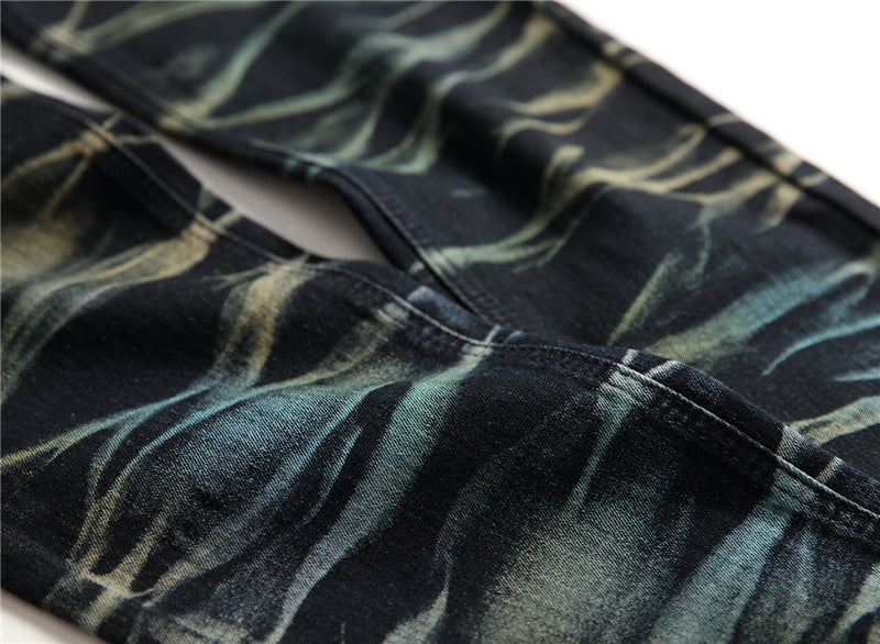 Multicolor Straight Lines Denim Jeans