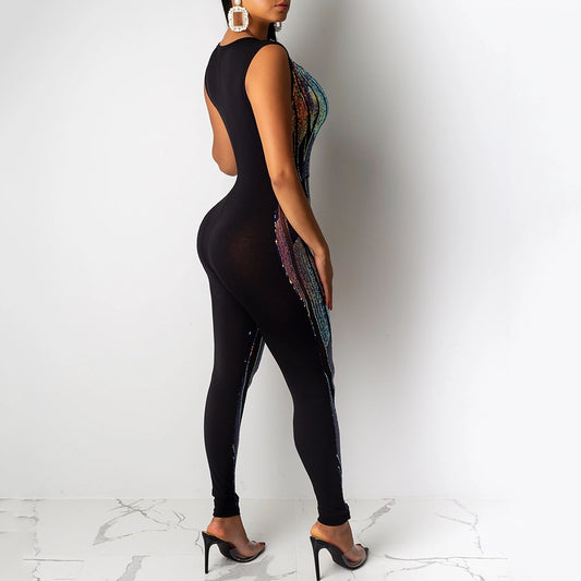 Colorful Pattern Sequin Jumpsuit