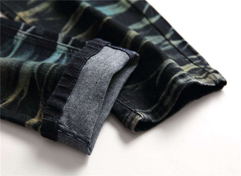 Multicolor Straight Lines Denim Jeans