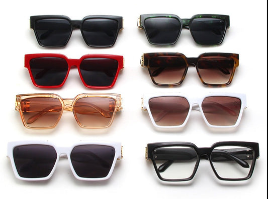 Gold Trim Oversized Square Sunglasses