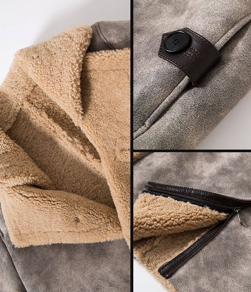 Jungle Brown Real Shearling Fur Long Coat