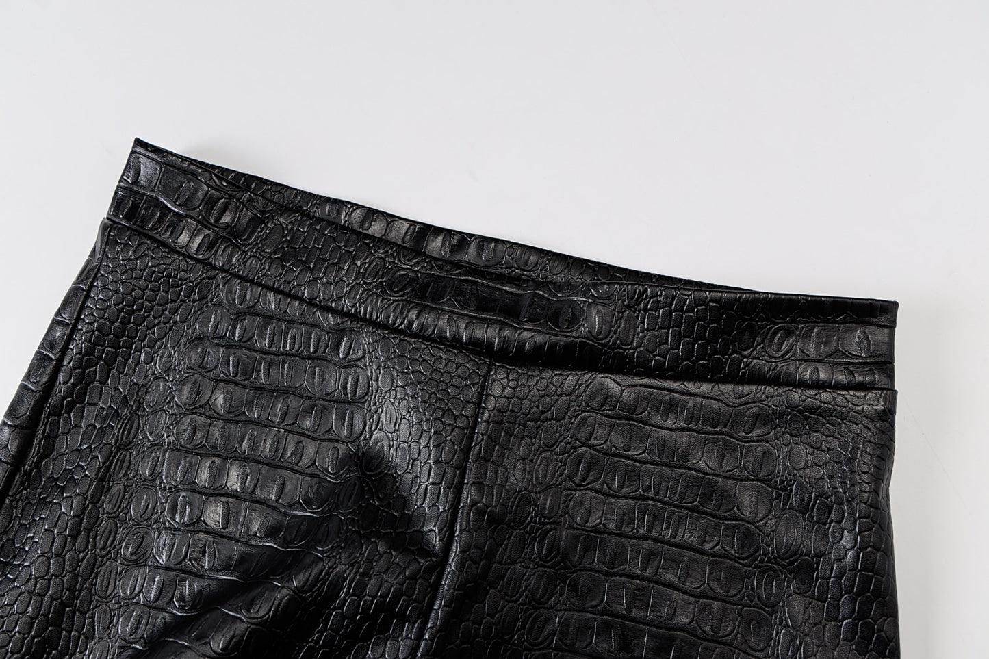 Pu Leather Strapless Crop Tube Pants Set