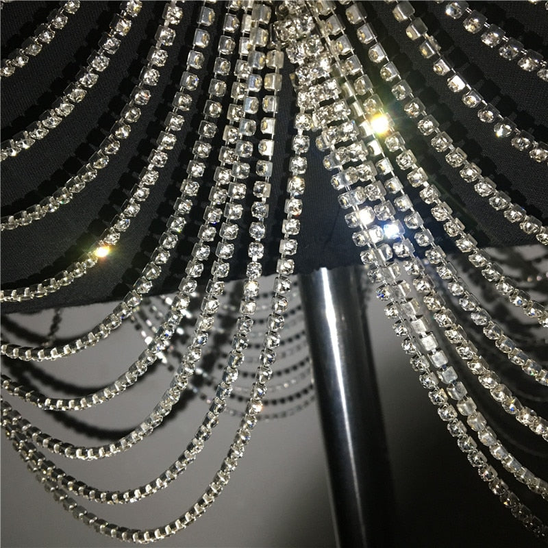 Handmade Shiny Rhinestones Mini Drape Skirt