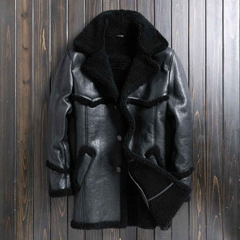 Genuine Leather Loose Lamb Wool Long Coats