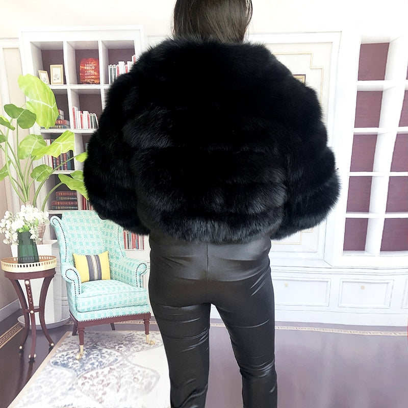 Genuine Leather Real Fur Cropped Coats