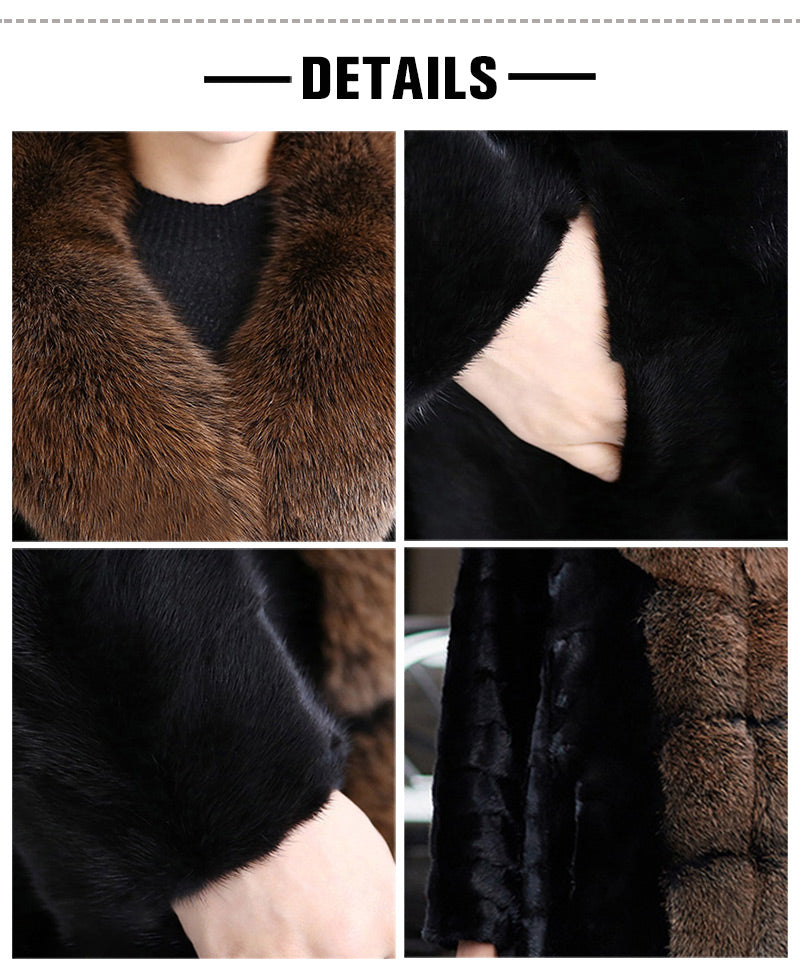 Real Mink Fur & Fox Fur Trim Long Coats