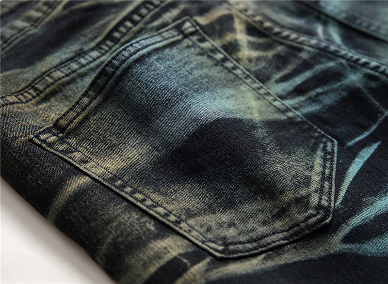 Multicolor Straight Lines Denim Jeans