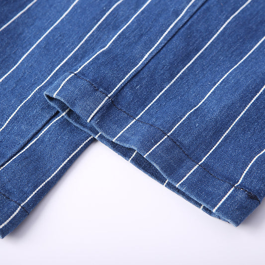 Stripe Slim Cuff Blue Pants