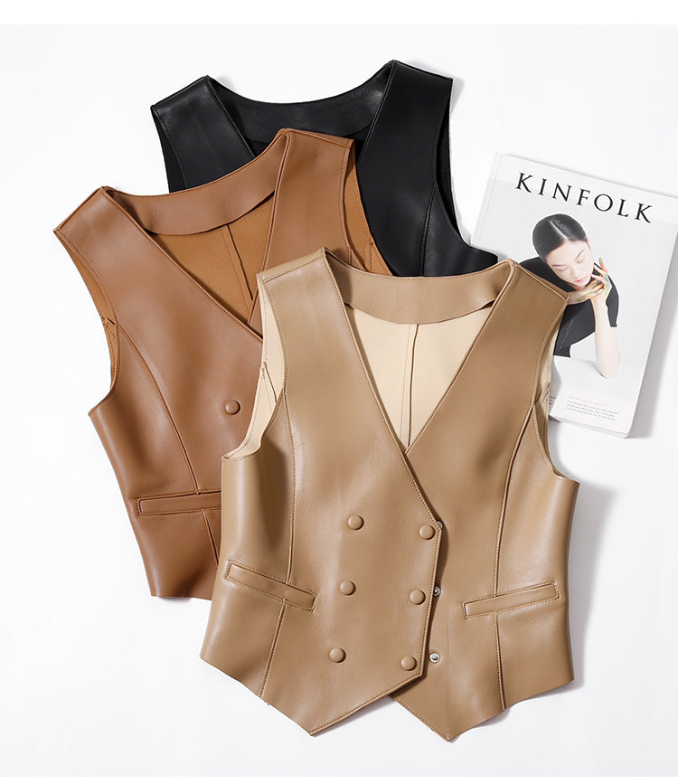 Genuine Leather Slim Vests Elevate Swag