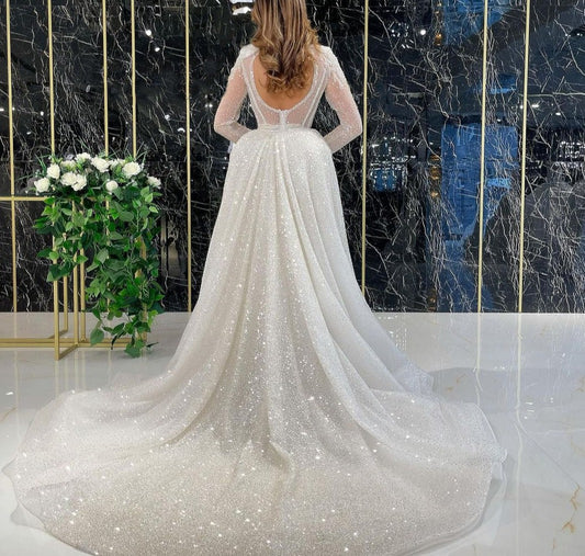 Luxury Sequin Detachable Hip Skirt Mermaid Gowns