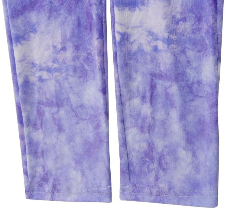 Open V Hollow Belly Bandage Sleeveless Dye Print Jumpsuits