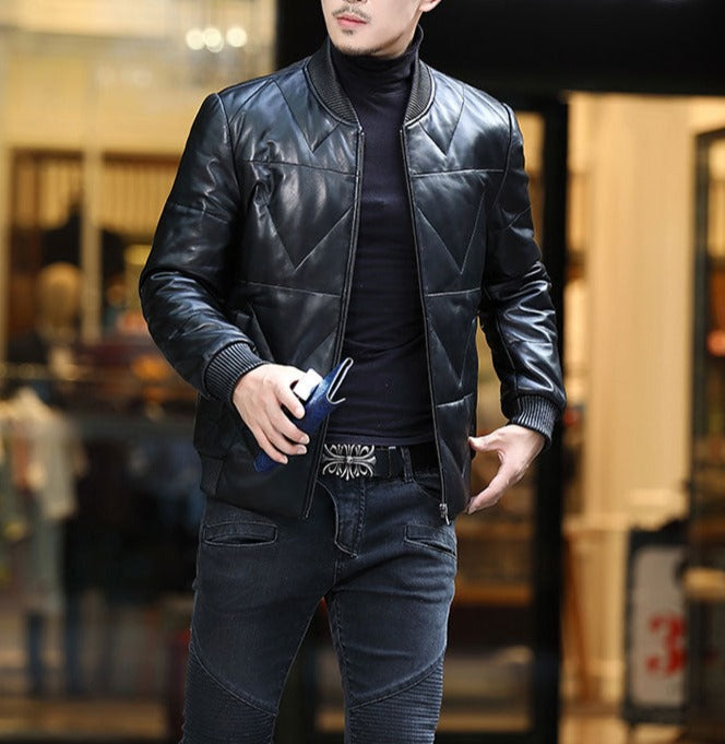 Genuine Leather Jacket Duck Down Bomber