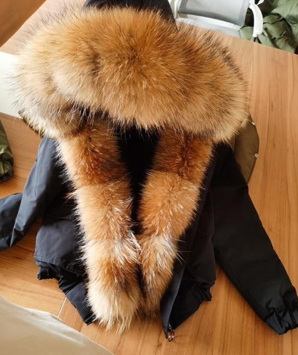 Waterproof Big Fur Collar Parka Short Coats