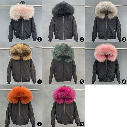 Real Fur Collar Bombers Faux Liner