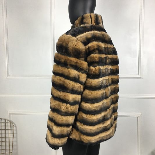 Chinchilla Style Bombers Rabbit Fur Coats
