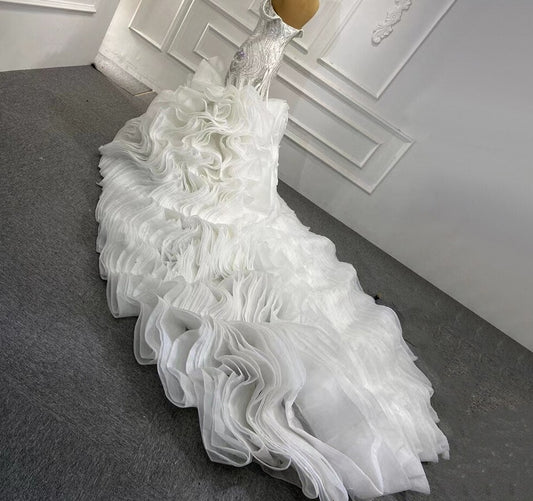 Luxury Sequin Bodycon Ruffles Mermaid Extended Wedding Dresses