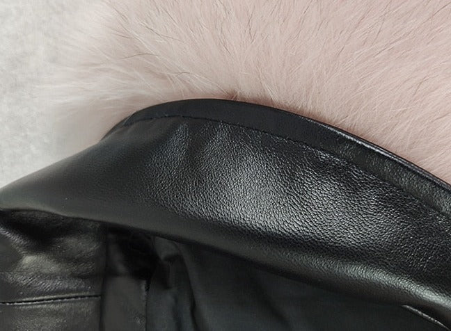 Real Natural Fox Fur Moto Vest For Girls