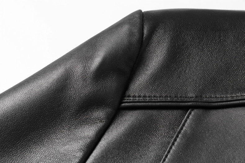 Genuine Leather Classic Button Jacket