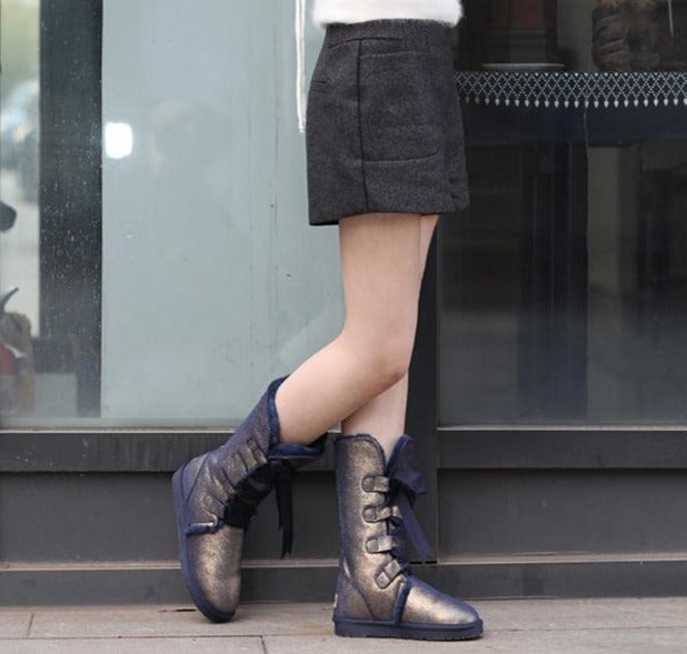 Genuine Leather Lace Up High Boots (Multi-Colors)