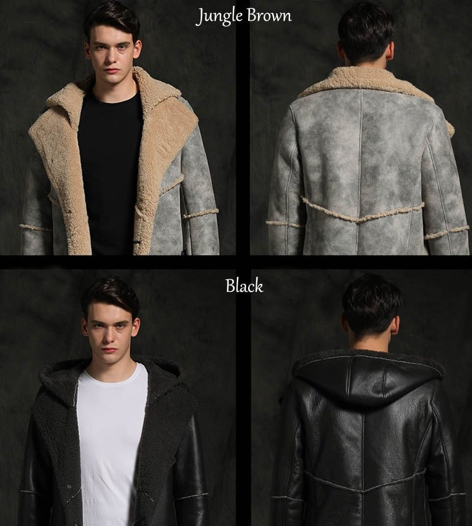 Jungle Brown Real Shearling Fur Long Coat