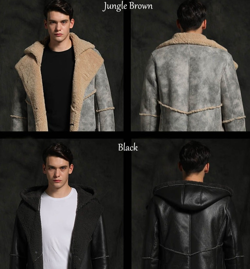 Jungle Brown Real Shearling Fur Long Coat