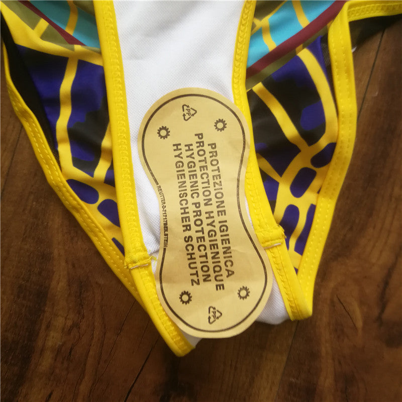 Tribal Print Deep V Ruffle One Pieces