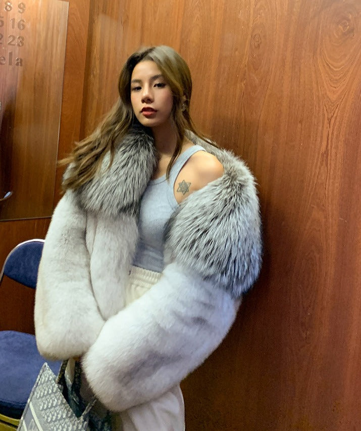 Blue Fox & Big Silver Fox Collar Coat