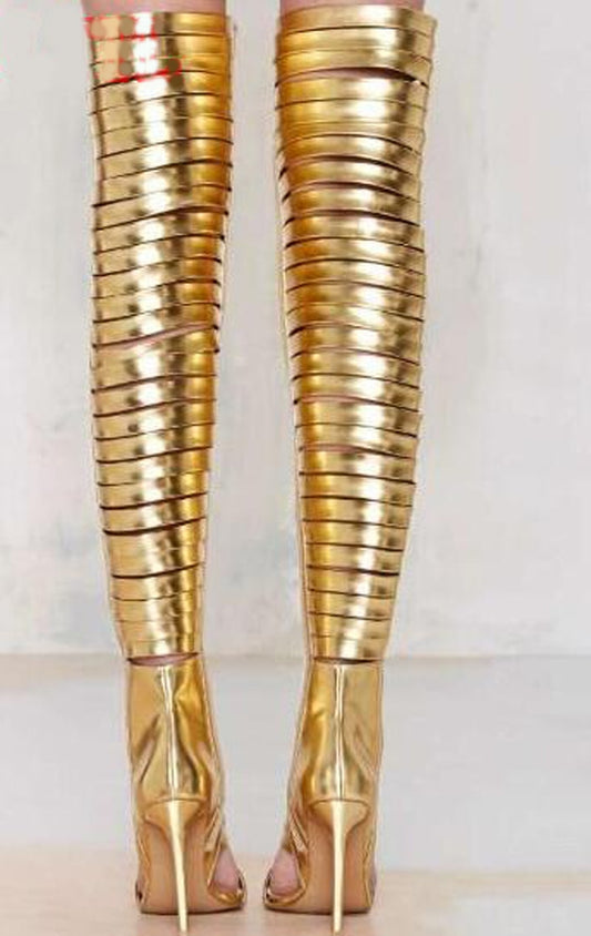 Strap Over Knee High Heel Boots