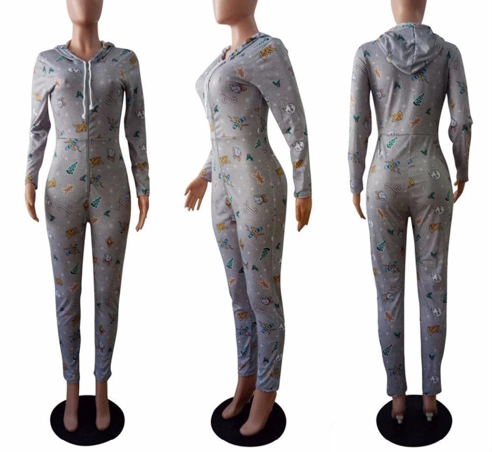 Gray Christmas Onesies Jumpsuit