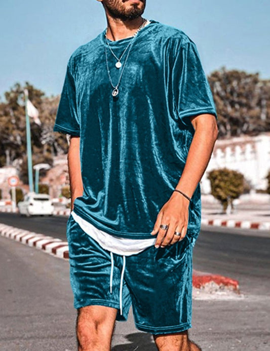 Velour Short Sleeve Shirt & Short Sets
