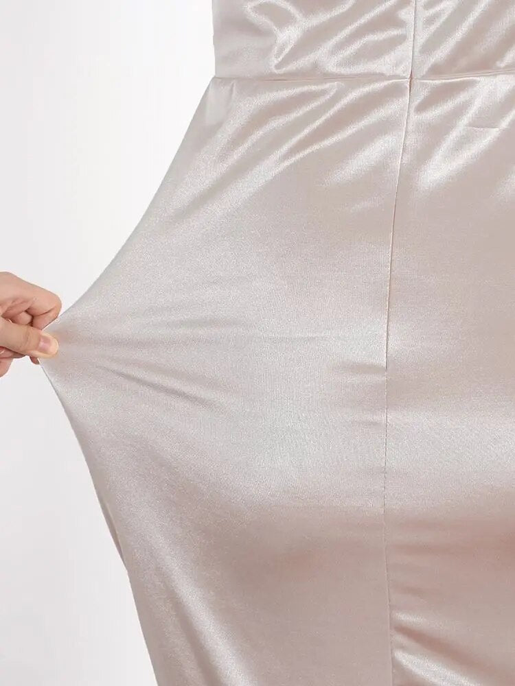 Satin Tank Square Collar Sleeveless Maxi Dresses