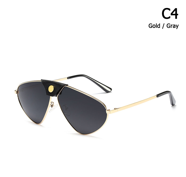 Vintage Metal Button Polarized Sunglasses