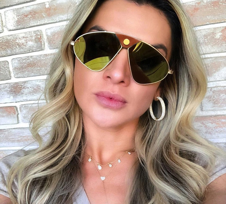 Vintage Metal Button Polarized Sunglasses