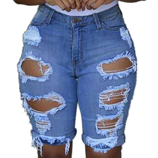 Boyfriend Ripped Jeans Denim Shorts