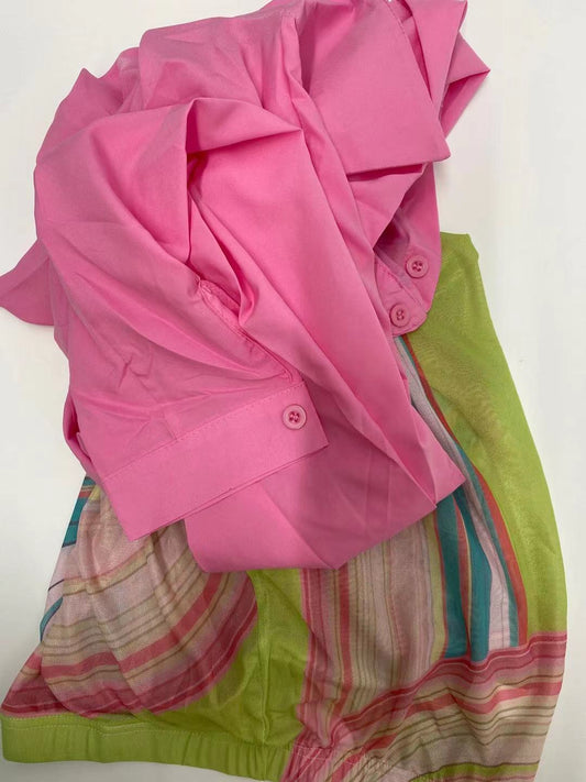 Long Sleeve Crop & Mesh Printed Pants