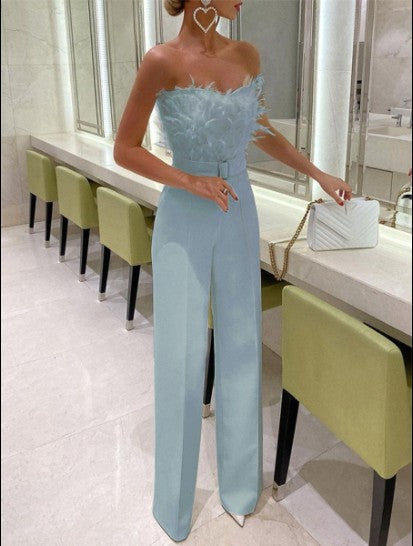 Tube Feather Jumpsuits