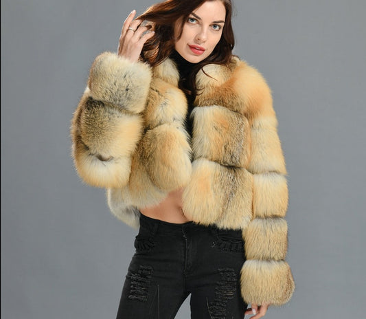 Real Natural Red Fur Coat