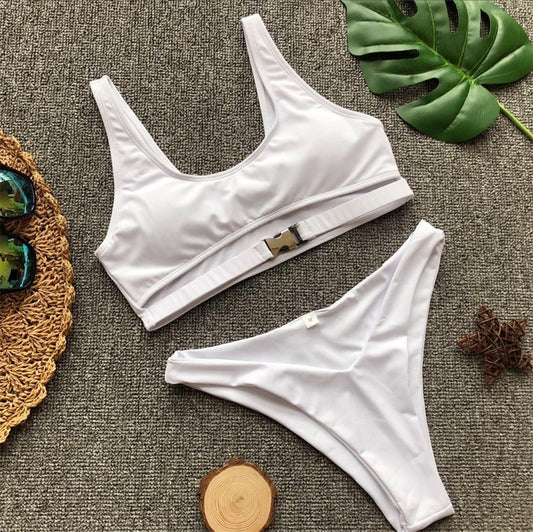 Tank Top Buckle Strap Bikini Sets (Multi-Colors/Styles)