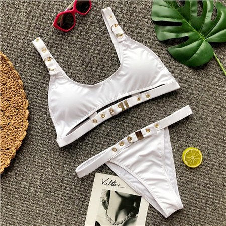 Tank Top Buckle Strap Bikini Sets (Multi-Colors/Styles)