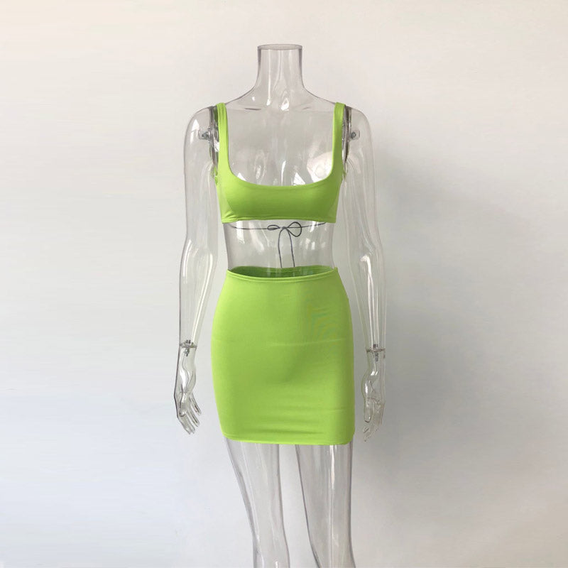 Tank Crop Top and Mini Skirts Sets