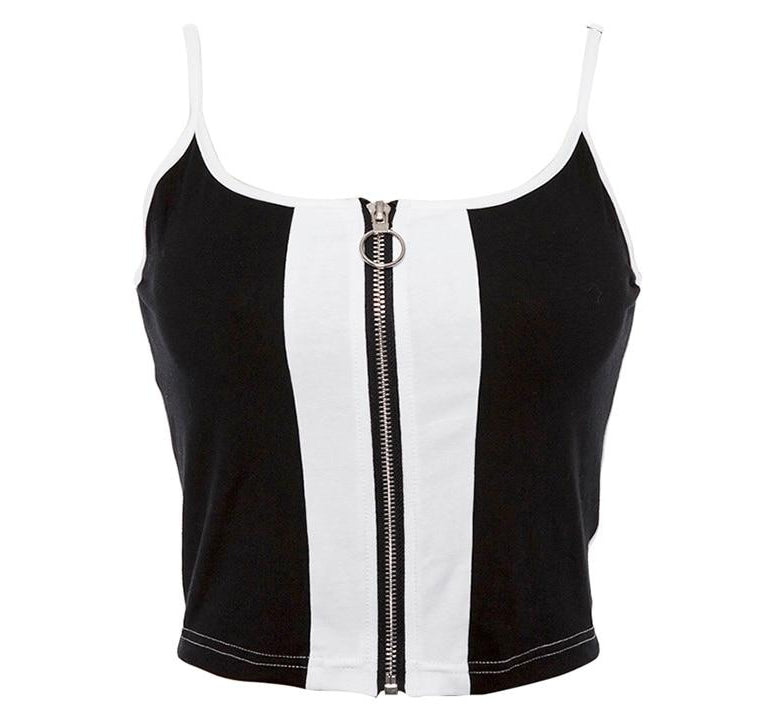 Zipper Fly Crop Tops