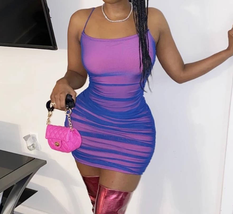 Reflective Sleeveless Halter Mini Dresses