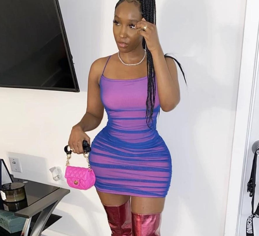 Reflective Sleeveless Halter Mini Dresses