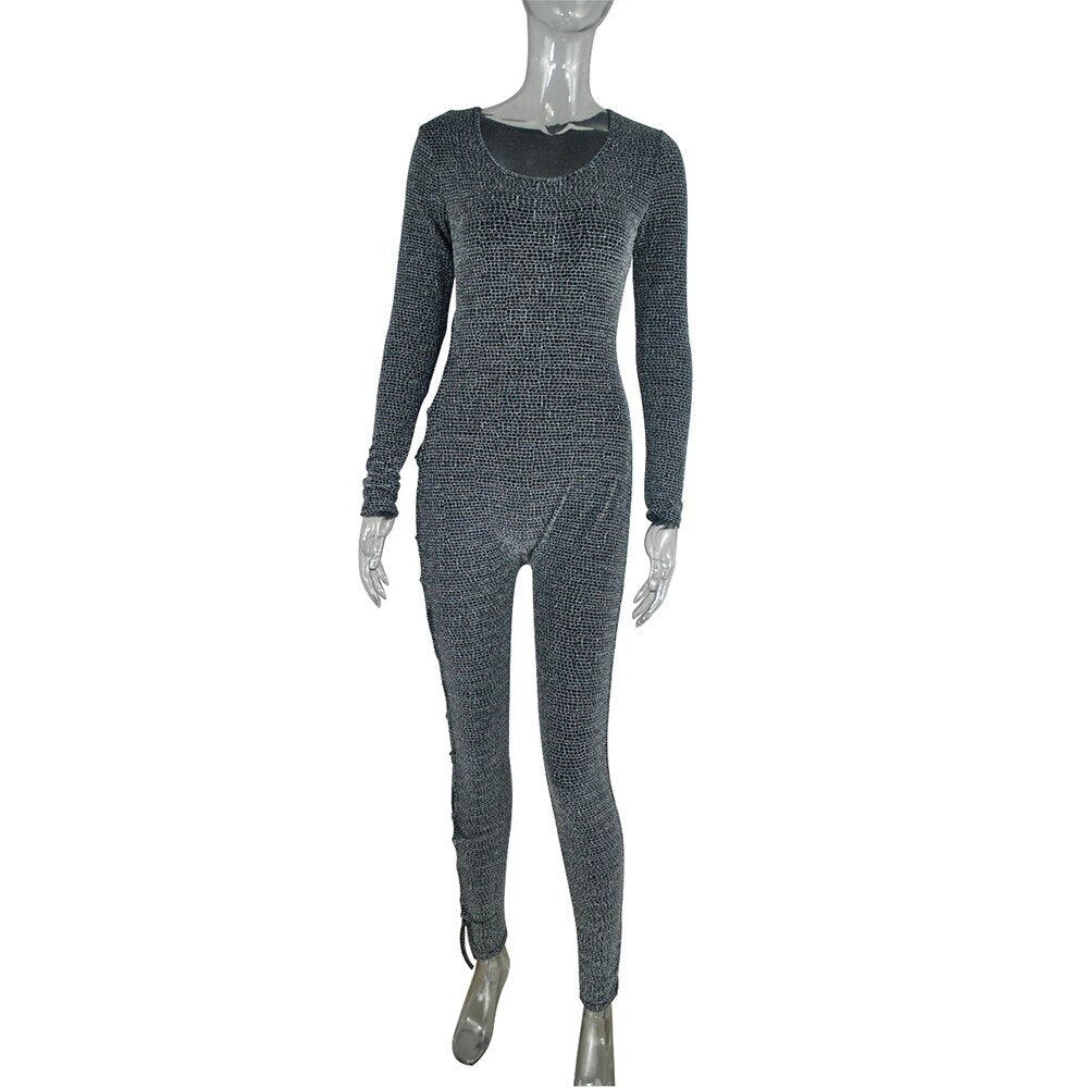 Reversal Leg Back Lace Up Jumpsuits