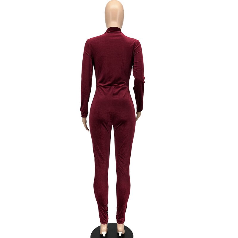 Velvet Long Sleeve Jumpsuits