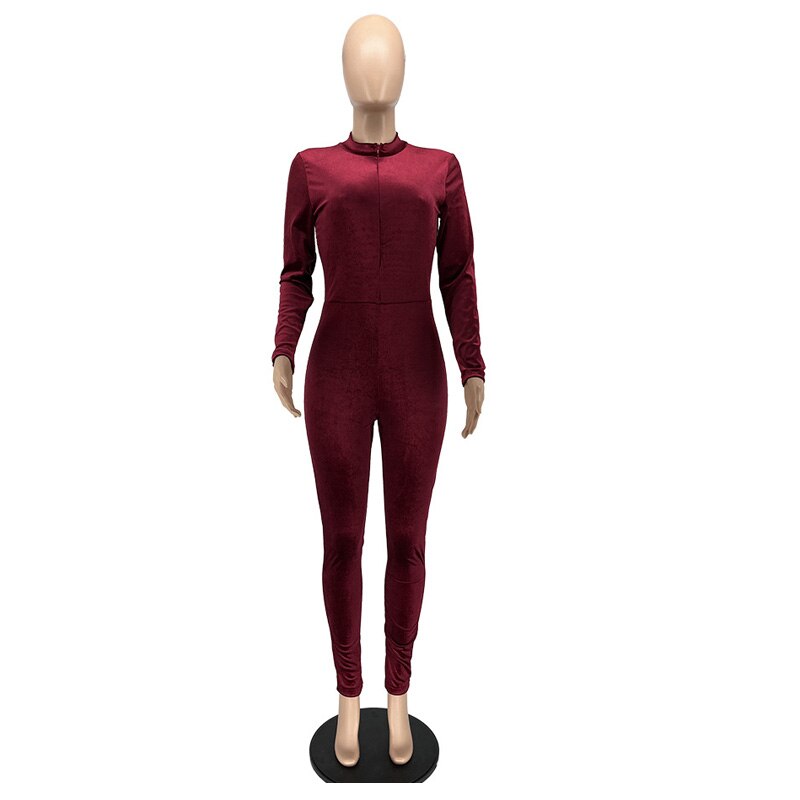 Velvet Long Sleeve Jumpsuits