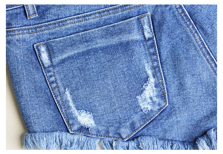 Blue Ripped Denim Shorts