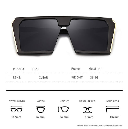 Gold Side Square Frame Oversized Sunglasses