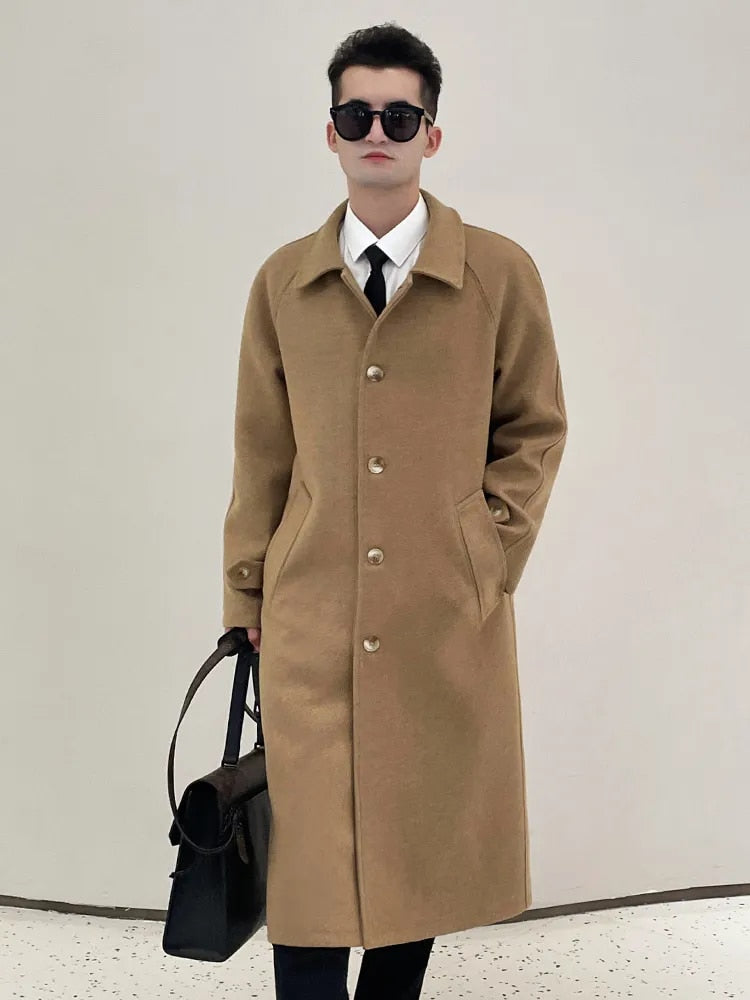 X-Long Wool Trench Coats Inner Detachable Down Vest